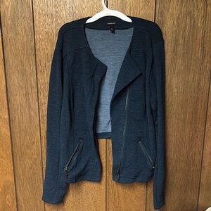 Torrid Teal Blazer with Open Front Design and Draped Lapels